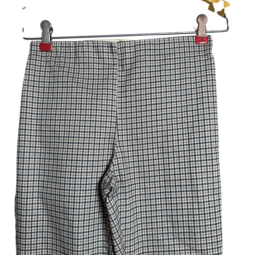 H&M Women's Pants Size 2 Small Plaid Houndstooth Check Slim Trousers - Picture 2 of 8